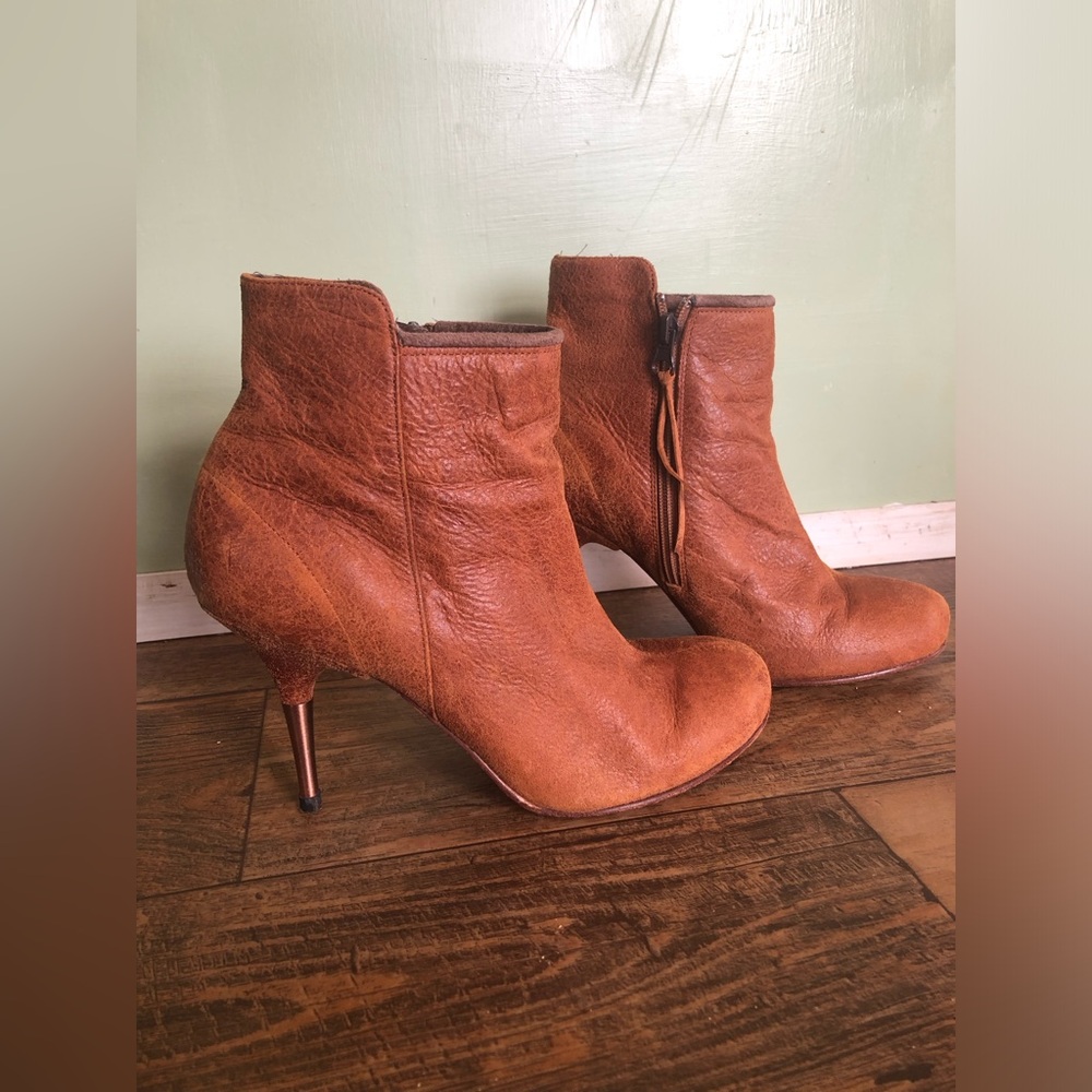 Women's Diesel High Heel Shoes Size 8.5 Firetip Brown Leather Stilettos Boot